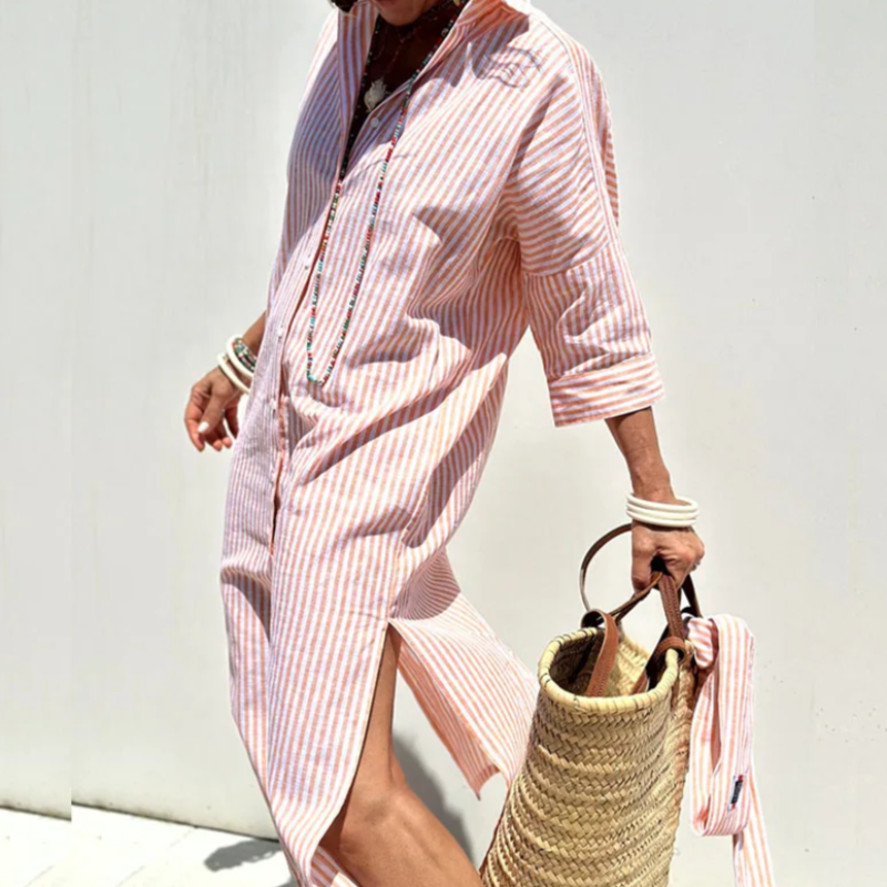 NICOLE - COMFORTABLE STRIPED MIDI DRESS