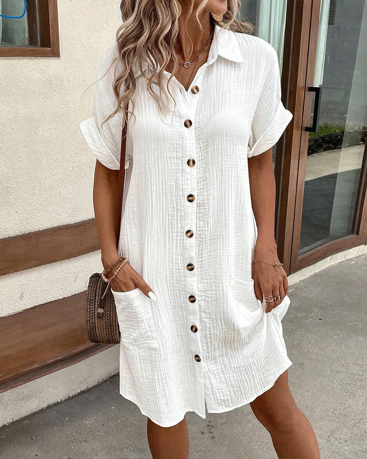 HAILEY - WOMEN’S RETRO COTTON LINEN SHIRT DRESS